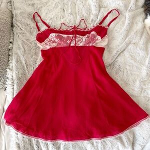 Y2K Vintage Victoria’s Secret Milkmaid Babydoll 100% Silk Chiffon Mini Slip